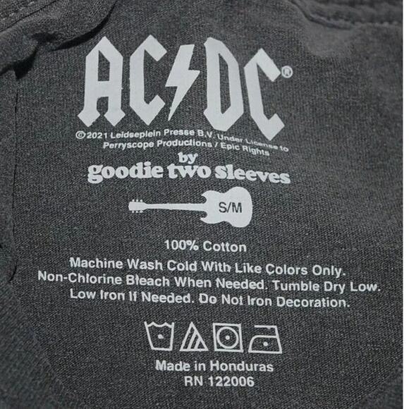 NEW S/M Forever 21 ACDC Charcoal Gray Crop Graphic Band Tee Women Size Small/Med - Picture 6 of 7